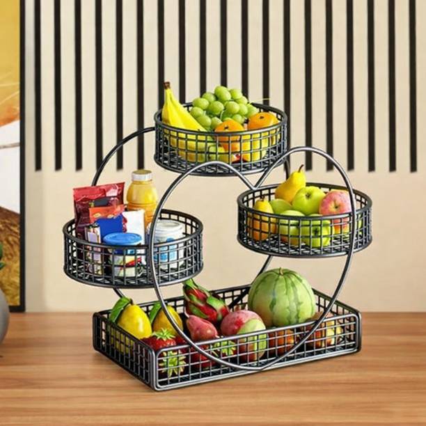 SUMORA ENTERPRISES 4 Tier Kitchen Organizer Basket Stand for Fruits, Vegetables & Jars Iron Fruit & Vegetable Basket