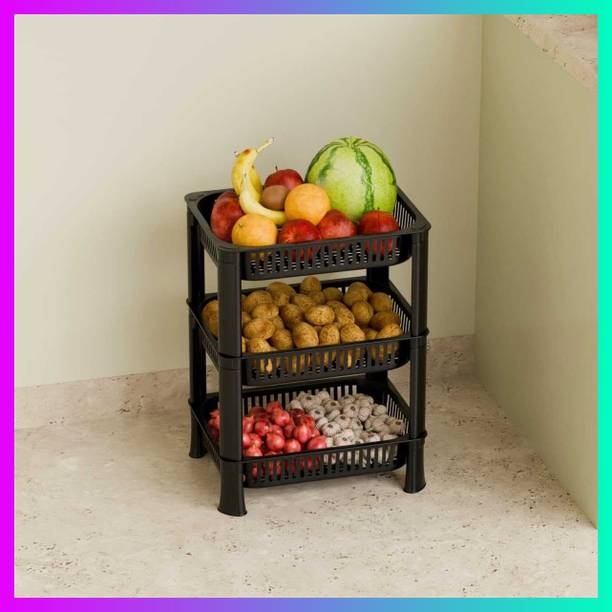 PIPASA ETHINIC 4-Layer Multipurpose Plastic Kitchen Storage Rack20 Plastic Fruit & Vegetable Basket