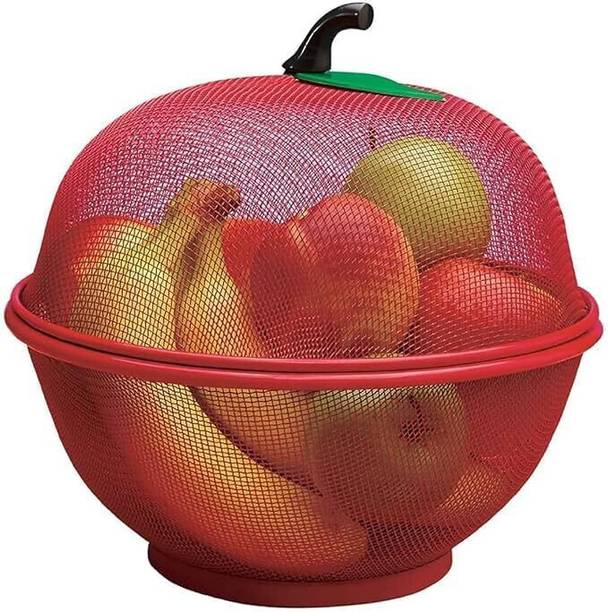 VEWIKZY Stainless Steel Fruit & Vegetable Basket (Red) Iron Fruit & Vegetable Basket