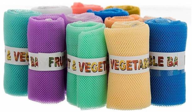Home Organize Pack of 6 Mesh Fridge Bags Reusable/ Storage Bag for Fruits & Vegetable with Zip Nylon Fruit & Vegetable Basket