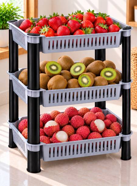 AasanMode 3L SILVER MULTIPURPOSE BASKET Plastic Fruit & Vegetable Basket