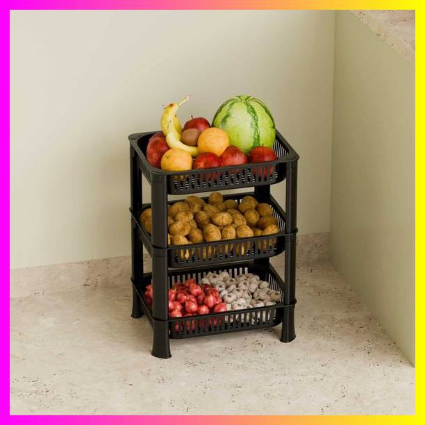 PIPASA ETHINIC 4-Layer Multipurpose Plastic Kitchen Storage Rack26 Plastic Fruit & Vegetable Basket