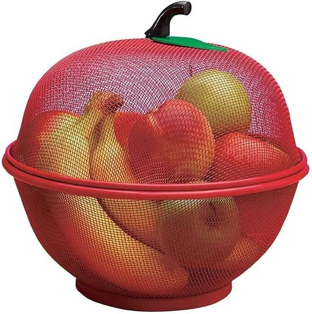 MOGADGET Apple Shape Fruit & Vegetable Basket With Protective Lid Stainless Steel Steel Stainless Steel Fruit & Vegetable Basket
