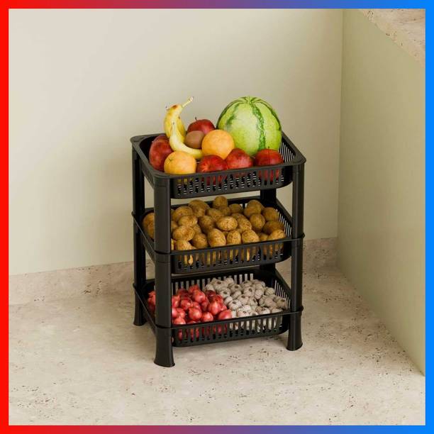 PIPASA ETHINIC 4-Layer Multipurpose Plastic Kitchen Storage Rack19 Plastic Fruit & Vegetable Basket