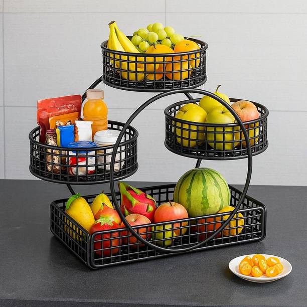 SUMORA ENTERPRISES Modern 4-Layer Metal Fruit & Vegetable Storage Organizer Iron Fruit & Vegetable Basket