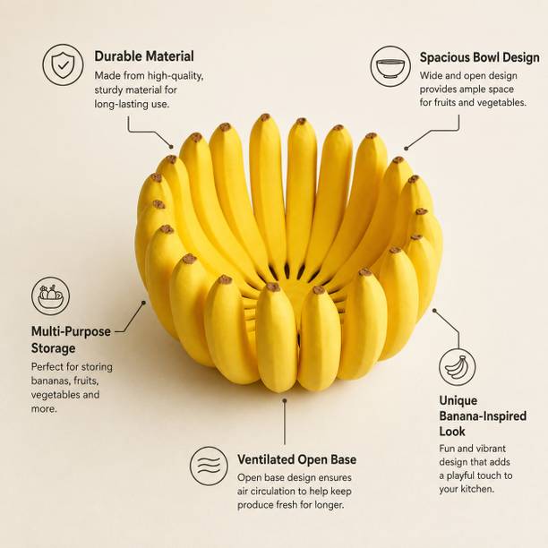 MLAB Banana Fruit Basket | Unique Banana Shaped Fruit Bowl & Kitchen Fruit Holde
