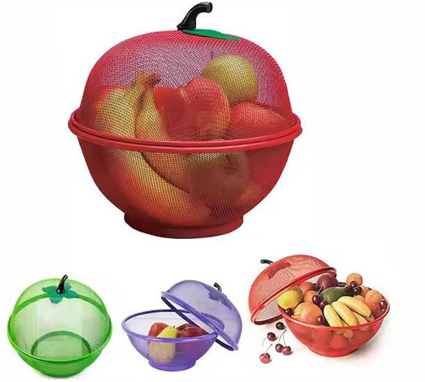 VEWIKZY Protective Lid Steel Fruit & Vegetable Basket Iron Fruit & Vegetable Basket