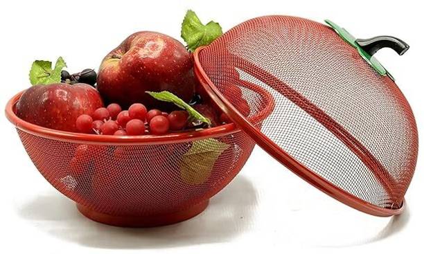 d global Apple Shape Fruit & Vegetable Basket With Protective Lid Steel Fruit Stainless Steel Fruit & Vegetable Basket