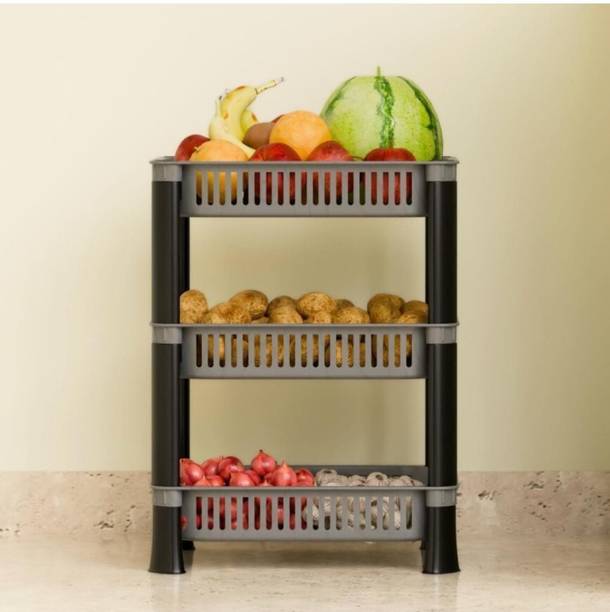 ovotron Fruits/Vegetables Kitchen Rack Plastic 4 Layer Multipurpose Shelf Stand Plastic Fruit & Vegetable Basket