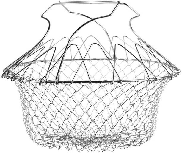 rutvik Foldable Steam Rinse Deep Frying Basket Collapsible Deep Frying Basket