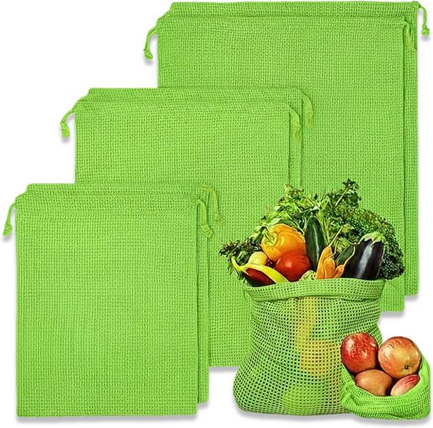 Nature Maa 100% Cotton Reusable Mesh Produce Bags | Eco-Friendly Fruit & Veg Storage Net Cotton Storage Pouch