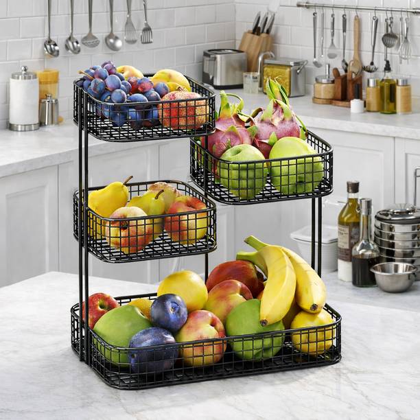 SUMORA ENTERPRISES 4 Tier Metal Fruit & Vegetable Storage Basket Stand Iron Fruit & Vegetable Basket