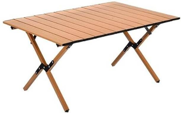 AshandRoh Aluminum Folding Camping Table for Outdoor Camp Picnic Table with Carry Bag Solid Wood Outdoor Table