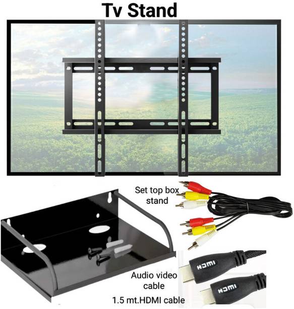 Paril 26 To 55 Inches Tv heavyduty wall Mount stand Set topbox Stand HDMIcable,Avcable Wall Mount Monitor Arm