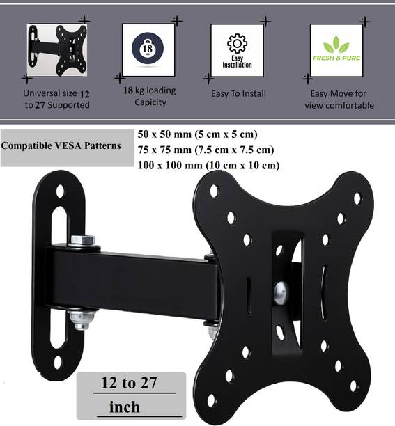 merugni Heavy Duty TV Wall Mount Stand for 12 to 27 inches LED/LCD/Monitor Screen's TV Stand Base