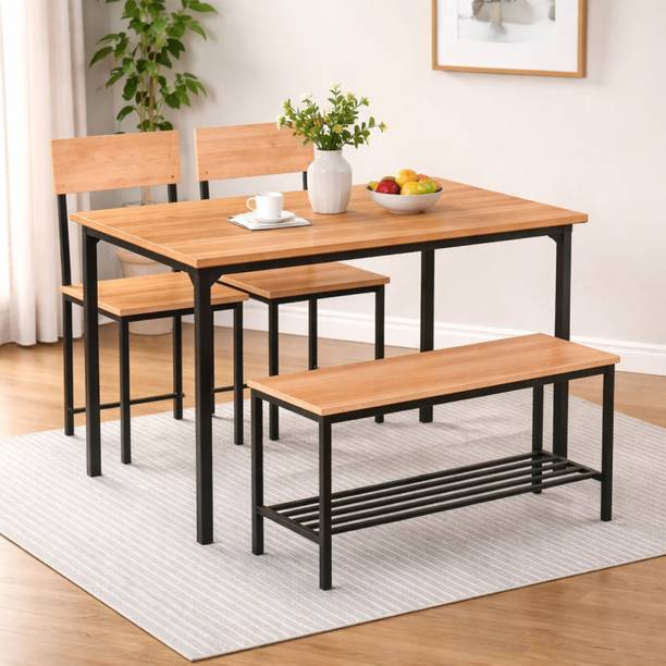 furniba Dining Table | Metal Frame | Sapce Saving | Engineered Wood 4 Seater Dining Table