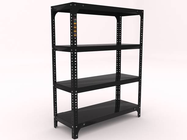 FIDVI FERRO Slotted Angle Metal Rack with 4 Shelves Storage Rack Unit(09x23x30 inch) Luggage Rack