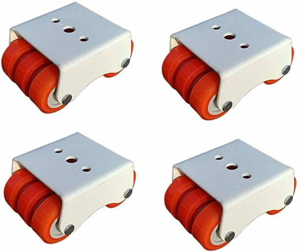 Goldstores Lepose 4 x 6 Nylon Wheel Caster for Furniture Table Trolley/300 Kg Load Capacity, Orange Swivel Furniture Caster