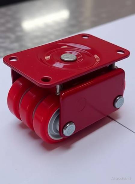 castersman Sixer Wheel PU Red Caster - Heavy Duty 360 Degree Revolving . (Pack of4) Appliance Furniture Caster