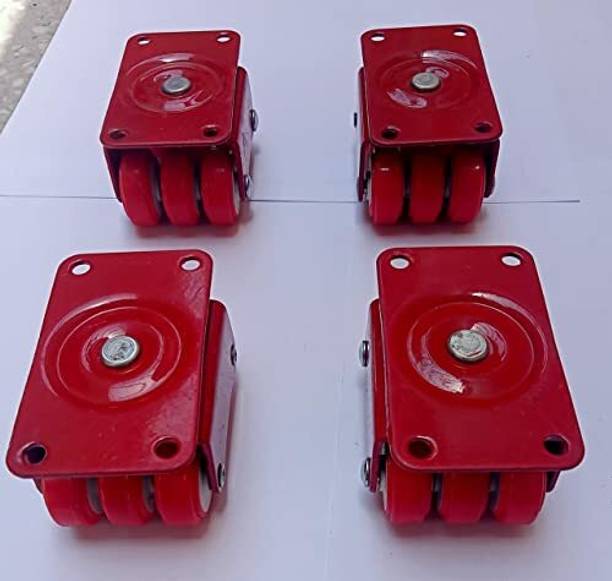 castersman Sixer Wheel PU Red Caster - Heavy Duty 360 Degree Revolving . (Pack of4) Appliance Furniture Caster