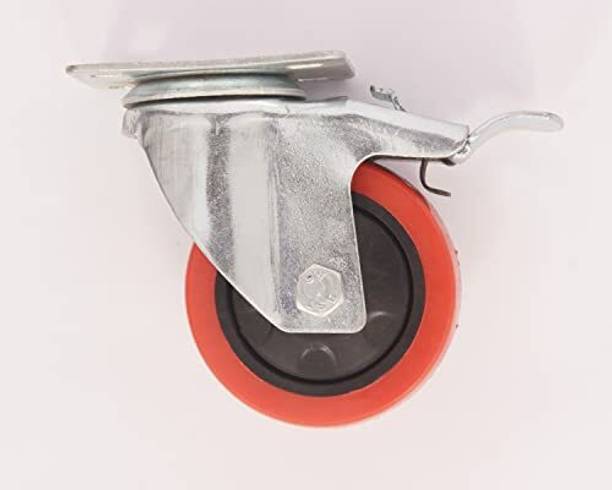 castersman 3 inch PT Swivel WheelS PU Heavy Duty caster (Pack of 4(2 Brak & 2 Without Brak Appliance Furniture Caster
