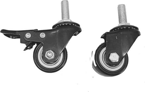 Nisma Engineering Black PVC Thread Furniture wheel 2 Break & 2 Swivel Furniture Caster