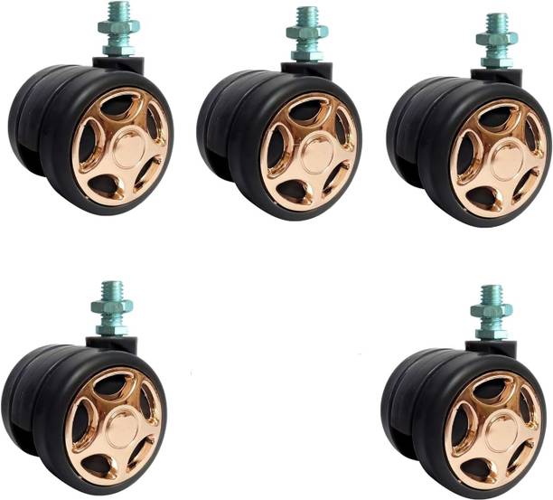 Shinjai Office Chair Wheels (Caster) Heavy Duty Gold Screw Type Nylon Set of 5 Appliance Furniture Caster