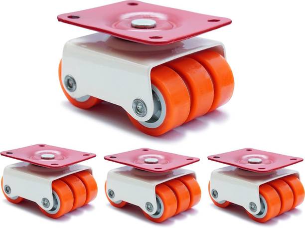 Caneuf 6 Wheels 50mm Orange Revolving 360° Heavy Castor Wheel for Furniture Appliance Furniture Caster