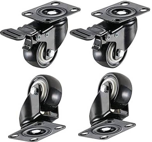 Implemental Caster Wheels Plate type 2 with Brakes 360 Degree Rotation (38mm x 20mm) Braked Furniture Caster