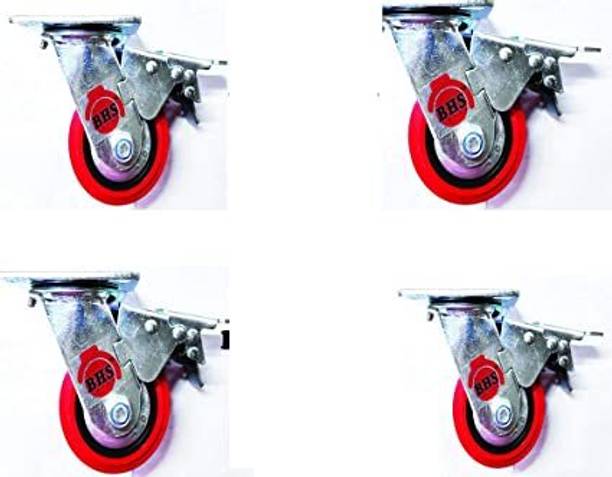 THS Heavy Duty Braking Wheel Castor Wheel 4" 100mm Fixed Furniture Caster
