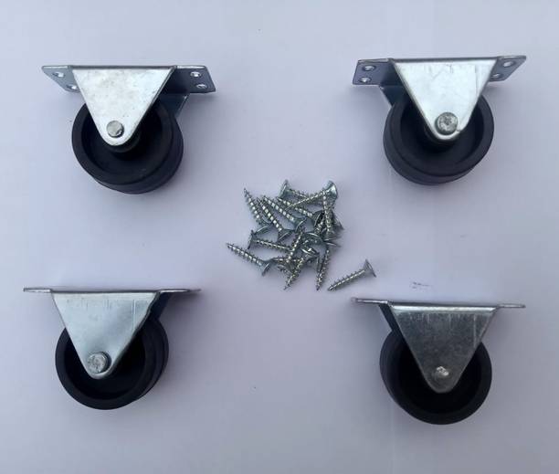 castersman 1.5" white-Wheels Fix Roller Casters Single Wheel Black 40 mm, pack of 4 Appliance Furniture Caster