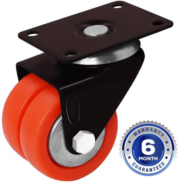 IMPEX Dubble Wheel Puff Castor 360 Degree Double Castor Wheel 2 Inch with 50 mm Top Plate for Office Chair Wheels, Shopping Trolley, Furniture Equipment Swivel Furniture Caster