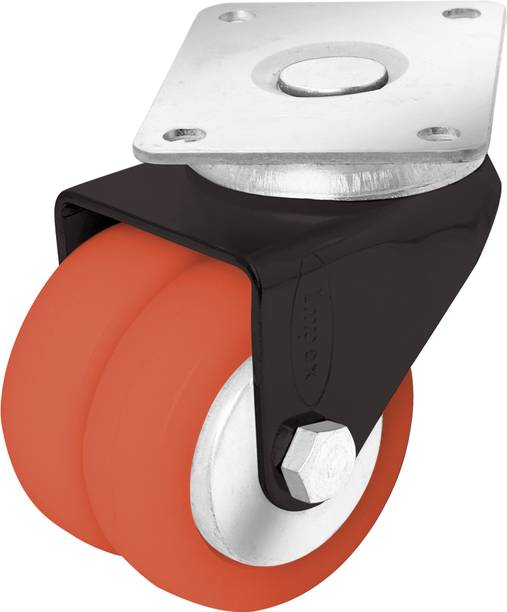 IMPEX IM-245 Dubble Wheel Puff Castor - Heavy Duty 360 Degree Double Castor WheelTop Plate for Office Chair Wheels, Shopping Trolley, Furniture Equipment Swivel Furniture Caster