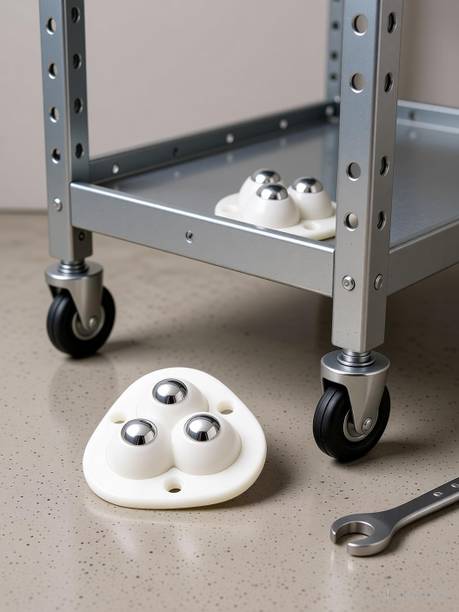 HGC Triangle Caster Wheel – White Furniture Wheels for Cabinet/Trolley (Set of 4) Appliance Furniture Caster