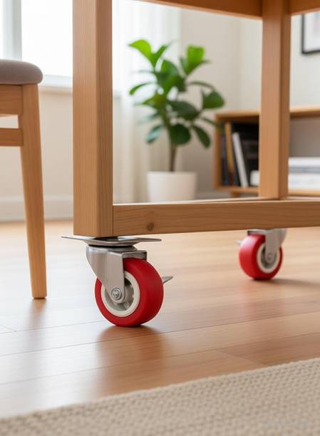 Caneuf Heavy Rubber Trolley Wheel Rollers 2 with Brakes & 2 Without Brakes Braking and Locking Furniture Caster