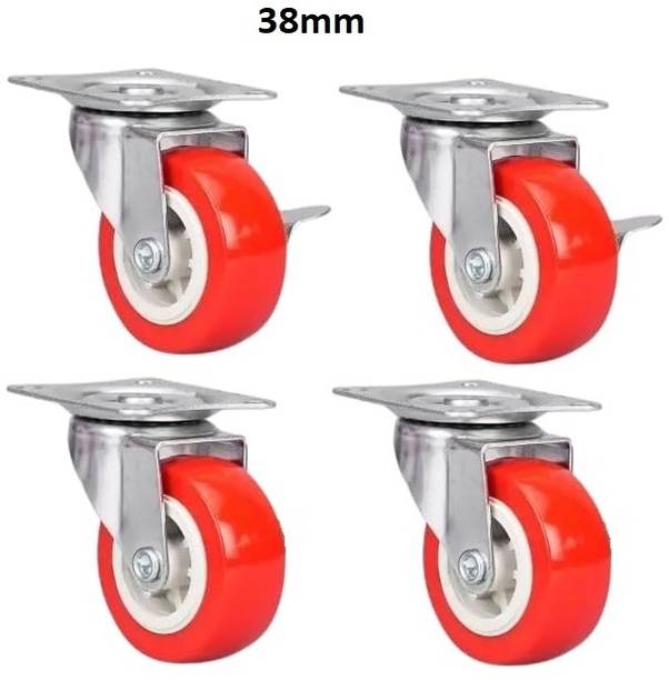 Caneuf Heavy Rubber Trolley Wheel Rollers 2 with Brakes & 2 Without Brakes Braking and Locking Furniture Caster