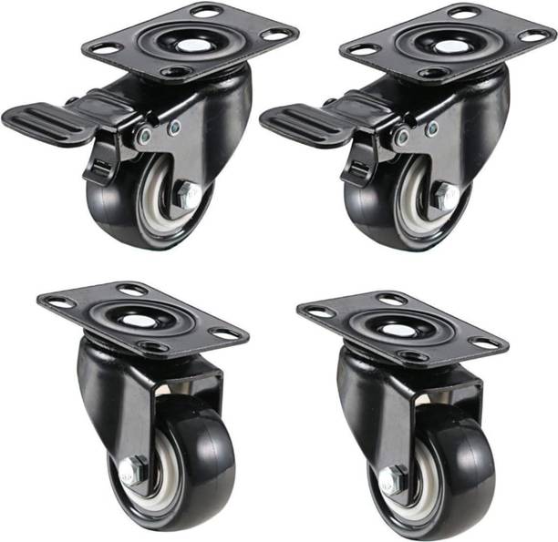 VITSZEE 1.5"Heavy Duty Caster Wheels Soft PU 360 Degree 2 with 2 Without Brakes Swivel Furniture Caster
