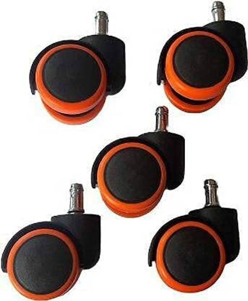 Lopvi Twin Castor Pin Revolving Chair Wheel Black & Orange Appliance Furniture Caster