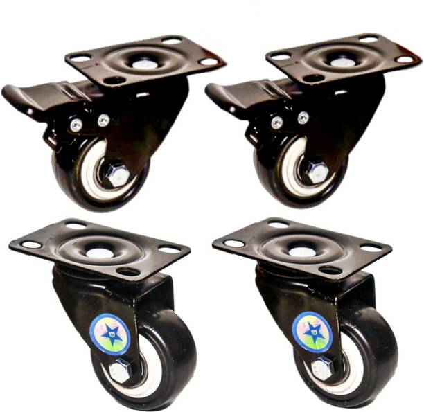 Vrushti Heavy Pu Wheel 1.5' inch Swivel Caster Wheel ( 2 brack 2 with out brack) Industrial Furniture Caster