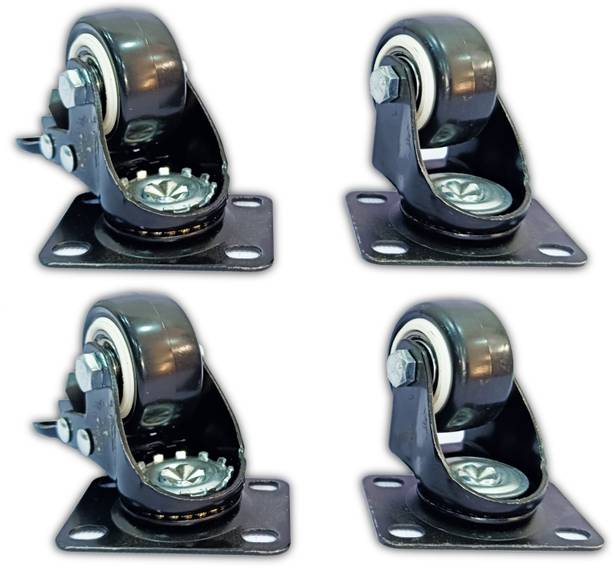 Nisma Engineering 2-inch PVC Coated Caster With Double Ball Bearing Break 360-degree Rotating Swivel Furniture Caster