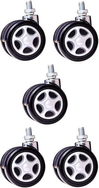 Adnate Threaded Twin Castor Revolving Chair Wheel Black Set of 5 Appliance Furniture Caster