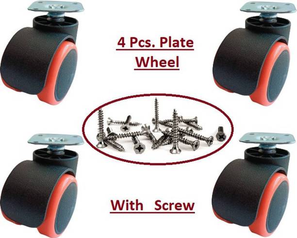 AJPRIME Plate Orange Type wheel for table/cooler , set of 4 Pics Furniture Caster Appliance Furniture Caster