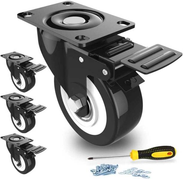 hinglaj 2" 50MM Heavy Duty Caster Wheels Soft Rubber Swivel Caster with 360 Degree Br Braking and Locking Furniture Caster