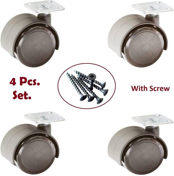 Growvibe Black Plate Type wheel for table/cooler , set of 4 Appliance Furniture Caster