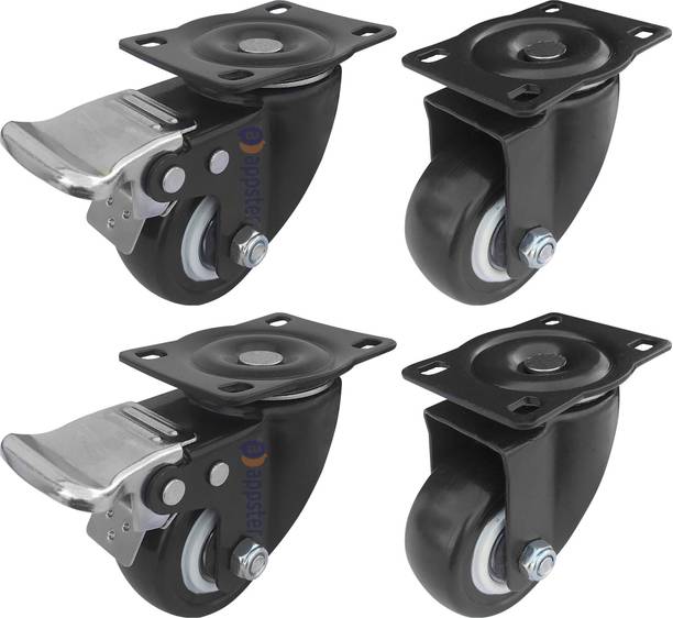 Appster 2" Caster Wheel 280KG Load Capacity Heavy Duty | 2 with Brakes & 2 Without | Braking and Locking Furniture Caster