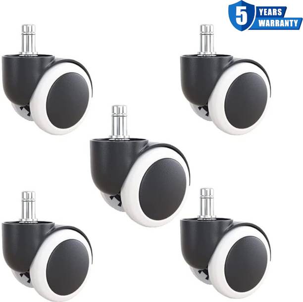 MAGNUM 5 Year Warranty Pu White & Black Heavy Duty 50mm Nylon Wheel for Revolving Chair Swivel Furniture Caster
