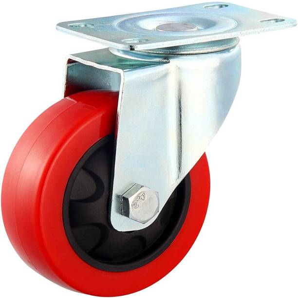 Hkey 3 inch red break caster trolley wheel Braked Furniture Caster