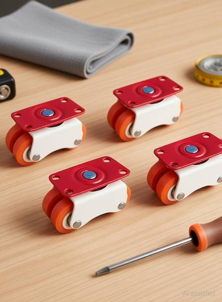 hinglaj 4 WHEELS MOVABLE CASTER ORANGE 4 PC. SET Appliance Furniture Caster (Pack of4) Appliance Furniture Caster