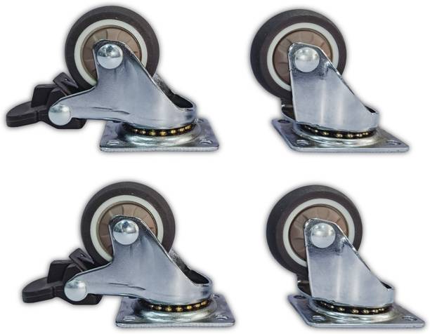 Nisma Engineering 1.5 inch TPR Gray Rubber Caster | 4 Swivel | 360 degree Rotating Swivel Furniture Caster
