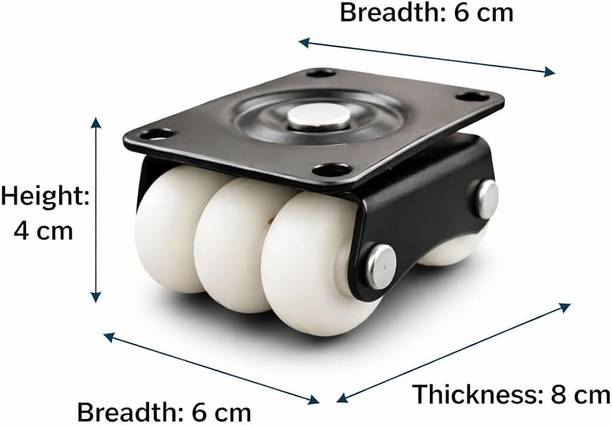 KP CREATION sixer moveing wheel, Black [ Height -40mm ] Swivel Furniture Caster
